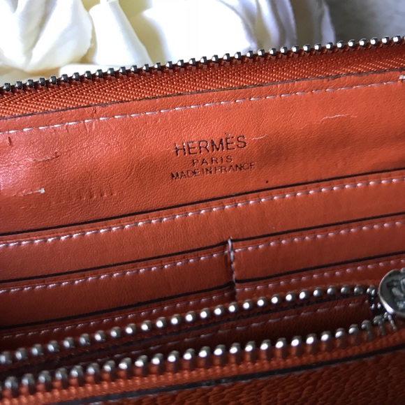 Hermès vintage wallet orange leather defects - Picture 7 of 8